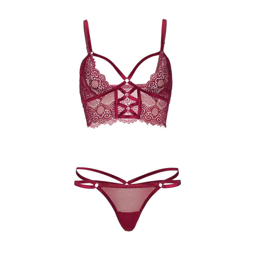 Leg Avenue - Lace Ensemble lingerie - Bordeaux rouge/Rouge